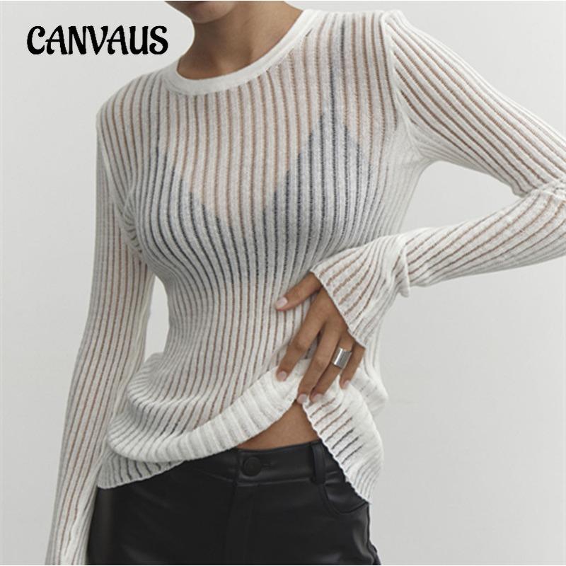 Spring and Summer Women's Knitwear Long Sleeve Round Neck Thin Breathable Knit Top