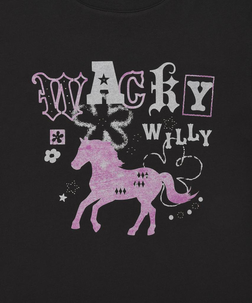 WACKY WILLY Женская футболка с коротким рукавом и стразами Угольный