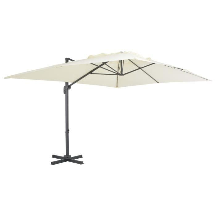 Parasol - vidaXL - Sable - Aluminium - 4 x 3 m - Base portable incluse