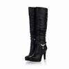 Women's High-heeled Medium Boots Autumn and Winter New Waterproof Table Fine Heel Solid Color Two-wear Boots Large-size Women's Boots