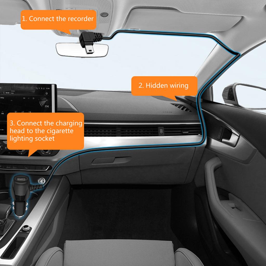 Компактный адаптер питания для видеорегистратора на приборную панель, мини-USB автомобильное зарядное устройство, кабель с USB-выходом 5V3.5A, мини-USB-выходом 5V2A