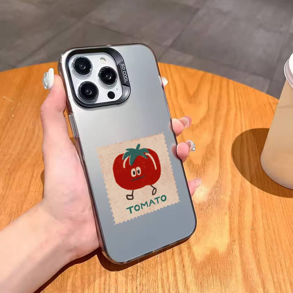 K-Корейский Ins T-Two Ted T-Помидор Чехол для телефона для iPhone17,16,15,14,13,12,11 Plus,Pro Max Черный Конфетный серебристый чехол для телефона