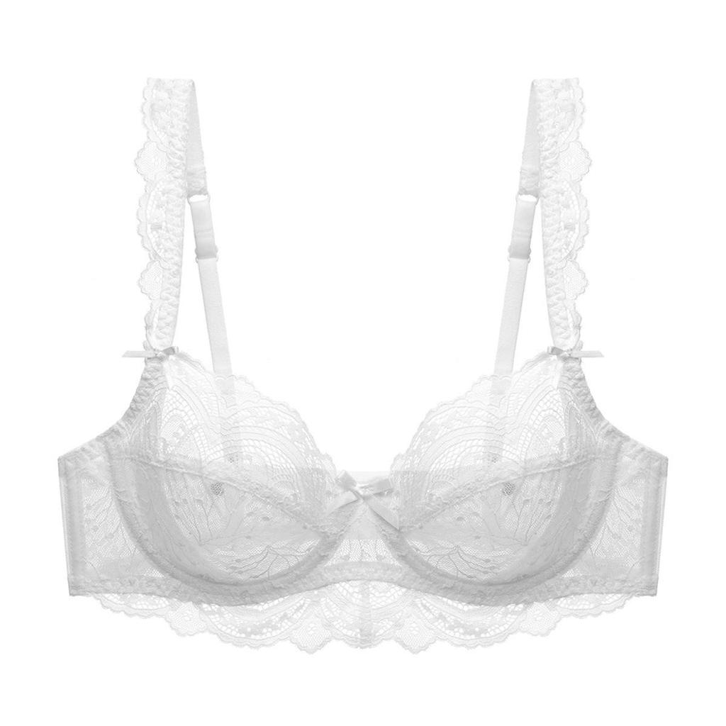 European American Sexy Lingerie: Transparent Plus Size Ultra-Thin No Sponge Lace Bra - Minimizes Large Bust, Anti-Sagging