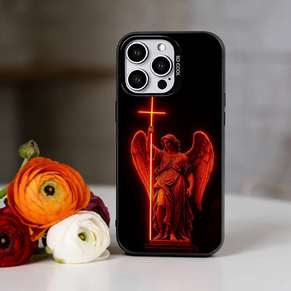 Archangel Michael Cross Phone Case For iPhone 17,16,15,14,13,12,11 Plus,Pro Max,XS,Colorful Silver Phone case Funda Cover