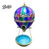 Wild Bird Water Station Hot Air Balloon Feeder, Retro Stained Glass Art Feeder with Bath Tray, Hanging for Outdoor Garden Patio Backyard Tray