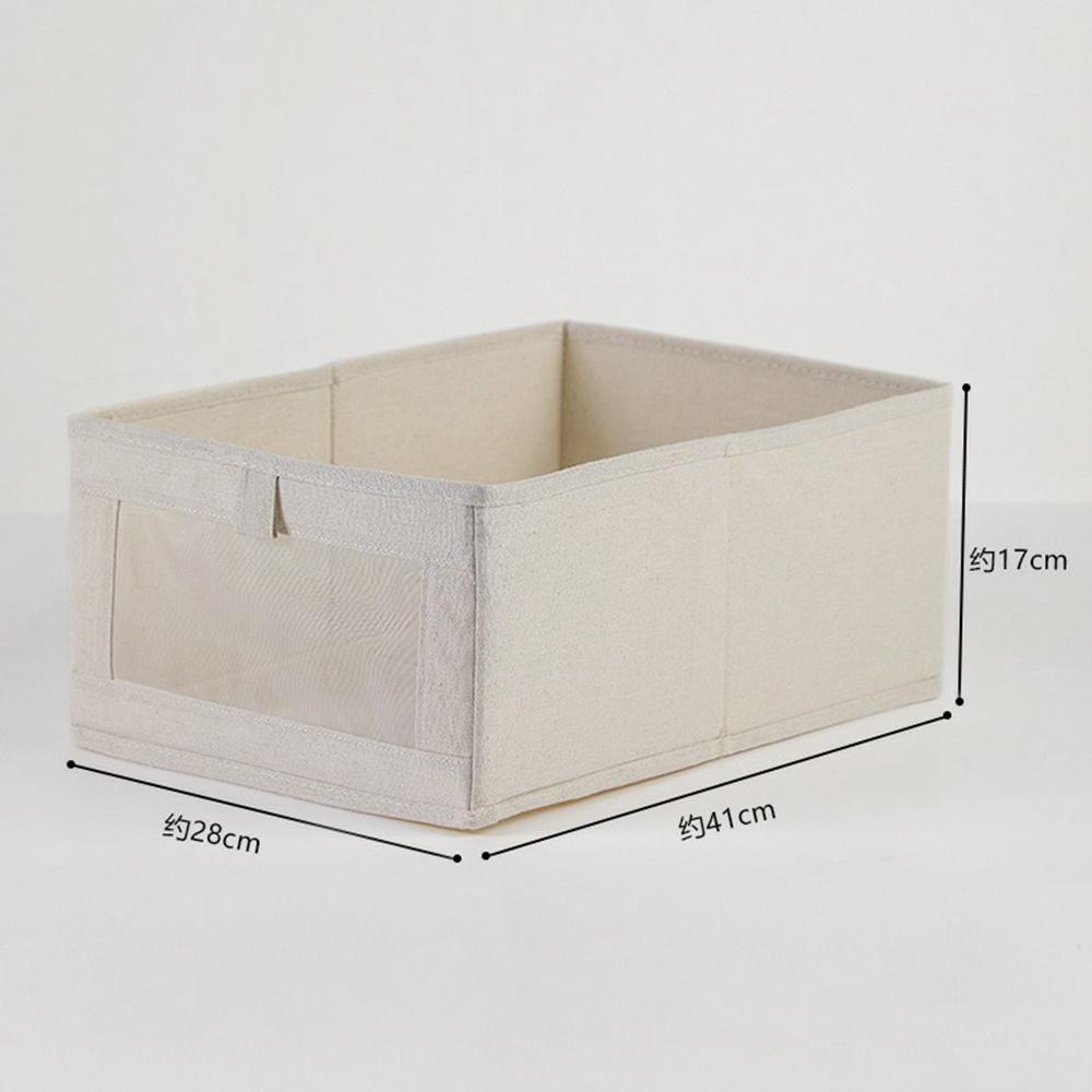 Size L Linen Storage Box with Viewing Window Foldable Clothes Organizer for Home Use