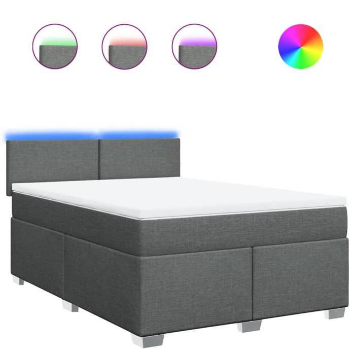 Maison Exclusive - Sommier à lattes de lit avec matelas Gris foncé 140x190cm Tissu