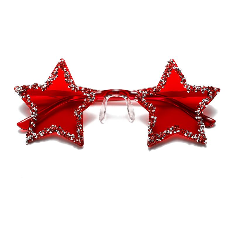 Модные солнцезащитные очки конфетных цветов с кристально блестящими ретро безободковыми линзами в форме звезды, женские, дизайнерские брендовые, шикарные пляжные солнцезащитные очки