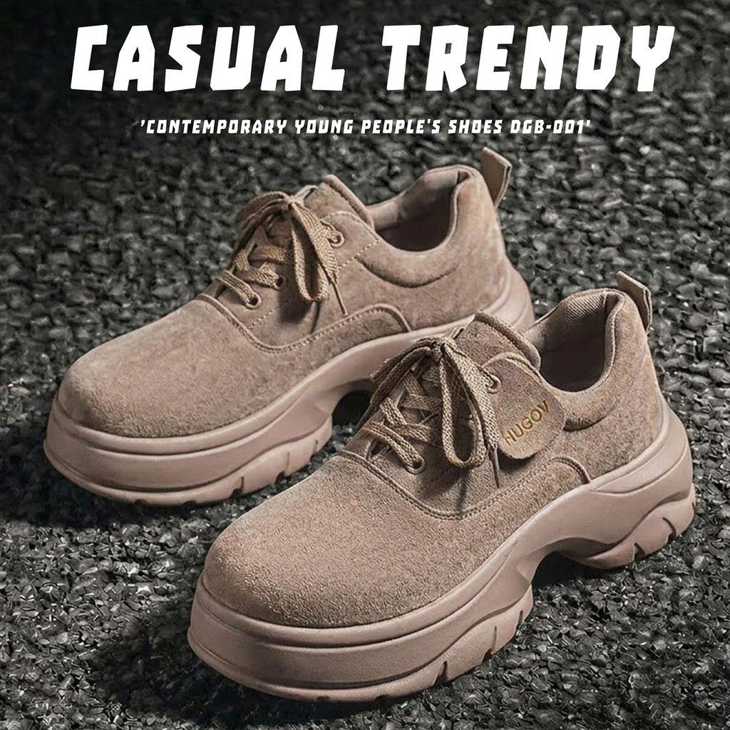 Men Retro Derby Shoes Thick Sole Height Increasing Round Toe Casual Walking Dress Footwear Sizes 38-44