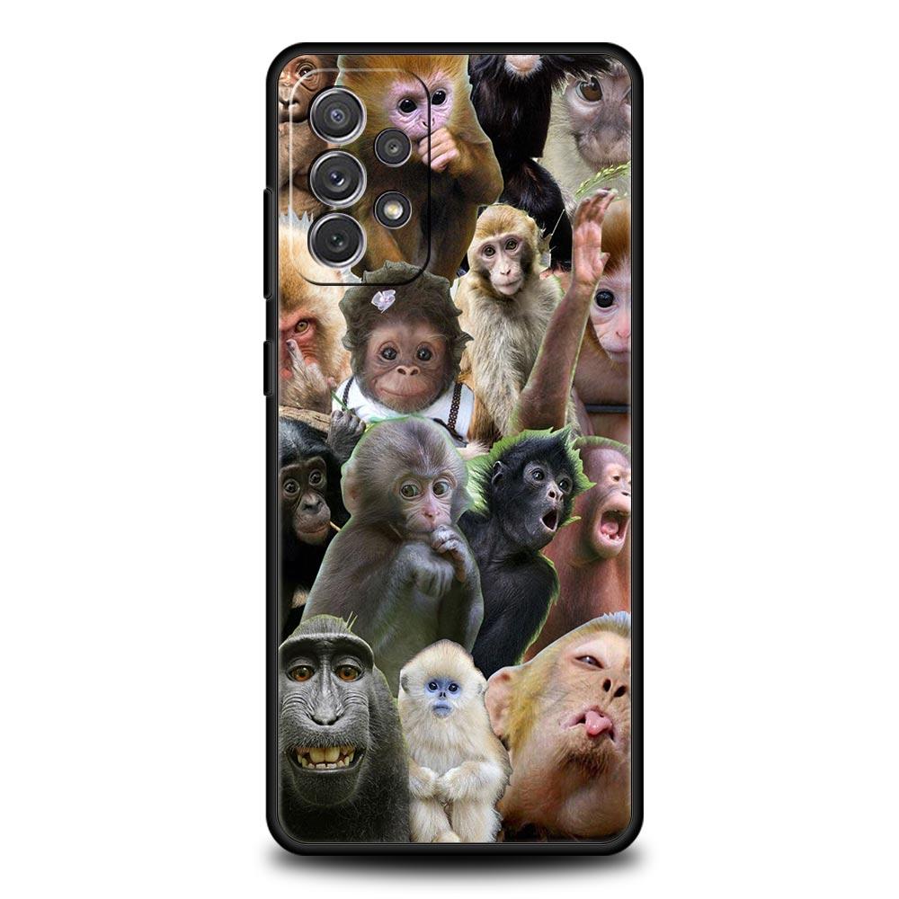 Милый Забавный Чехол-Обезьянка для Samsung Galaxy A17 A13 A15 A25 A35 A51 A55 A71 A21S A11 A31 A41 A23 A53 A73 5G A03S A05s