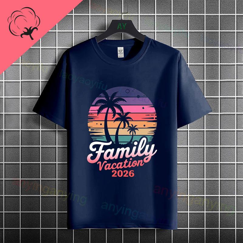 Funny Husband Wife Beach Travel Graphic Tshirt Pure Cotton Short Sleeve Casual Fashion Tshirt for Vacation Wear
