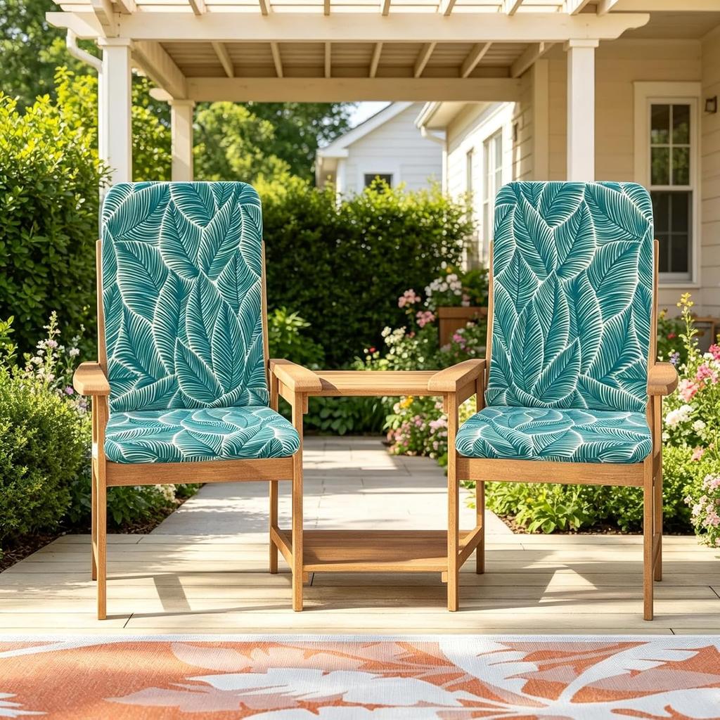 High Back Outdoor Chair Cushions Waterproof Fade-Resistant Patio Dining Seat Pads Machine-Washable Replacement Cushion for Lawn Indoor Outdoor Use