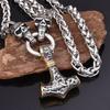 Ожерелье с подвеской в ​​виде молота Тора из нержавеющей стали, мужское ожерелье из нержавеющей стали с головой призрака, ювелирные изделия в стиле панк 