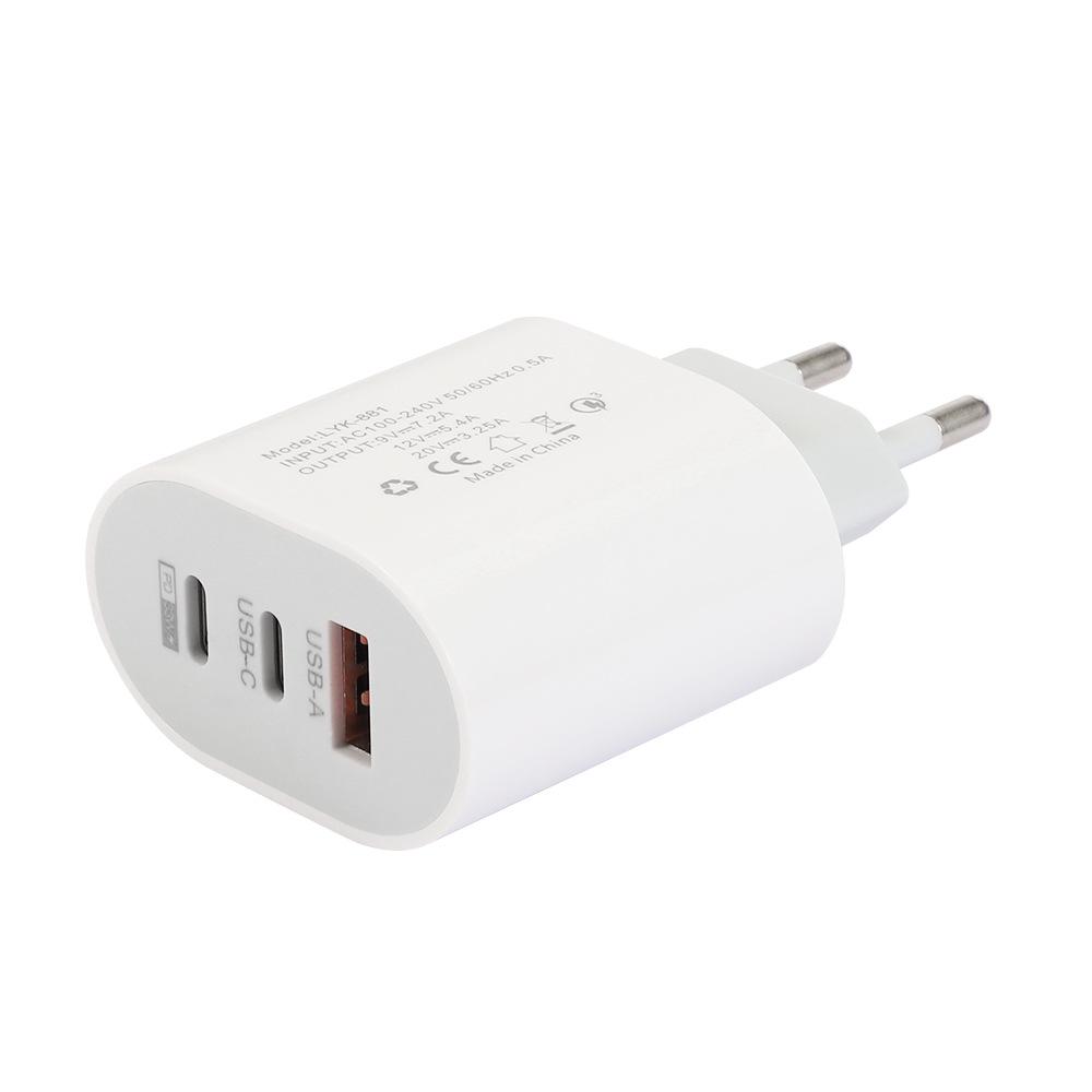 Многопортовое зарядное устройство Type-C: 2A USB + 2PD Дорожный адаптер (Спецификации США/ЕС)