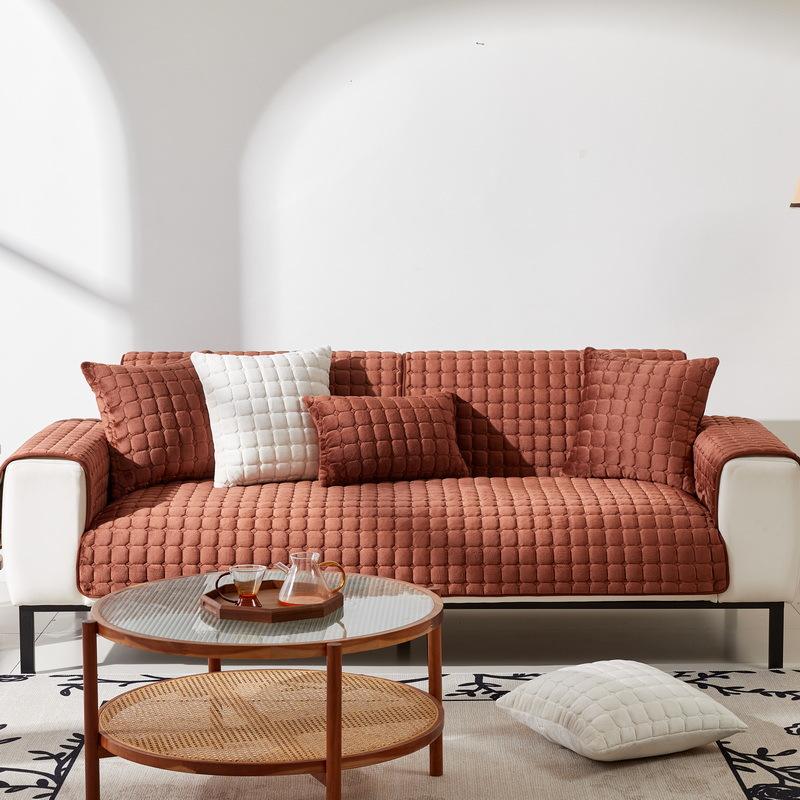 Универсальная плюшевая подушка для дивана на все четыре сезона, плюшевая кожа, нескользящая, утолщенная подушка, простой современный всеобъемлющий чехол на диван