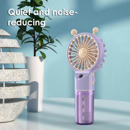 Spray Fan Cartoon Snail Design Silent Motor Mini Handheld Tabletop Fan with Water Mist Cooling USB Rechargeable Handheld Fan