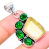 Natural Fluorite, Diopside Gemstone 925 Sterling Silver Pendant 1.65" j4J12