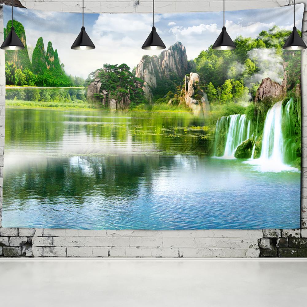 Водная Занавеска Пещера Водопад Гобелен Настенный Богемный Пейзаж Хиппи Психоделическое Искусство Домашний Декор