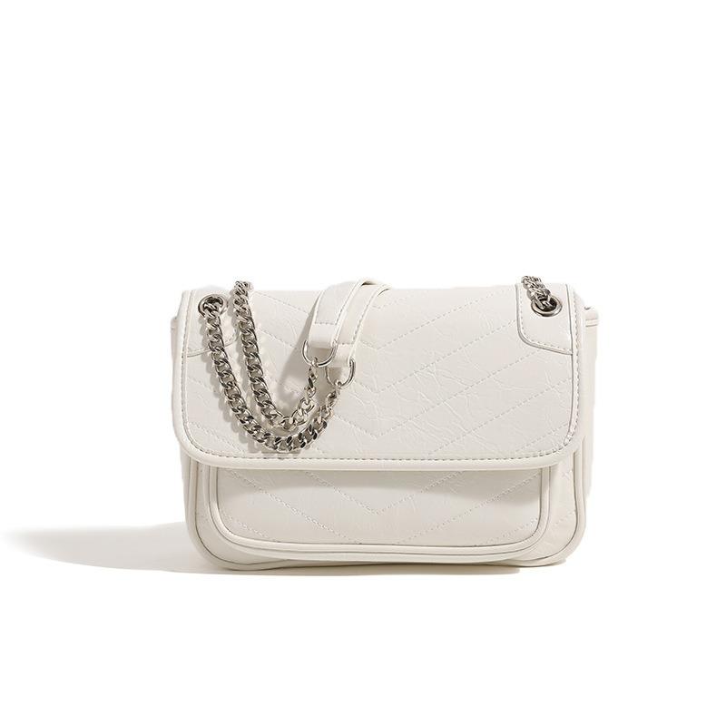 New niche shoulder bag women's chain bag burst pattern first layer cowhide messenger bag women