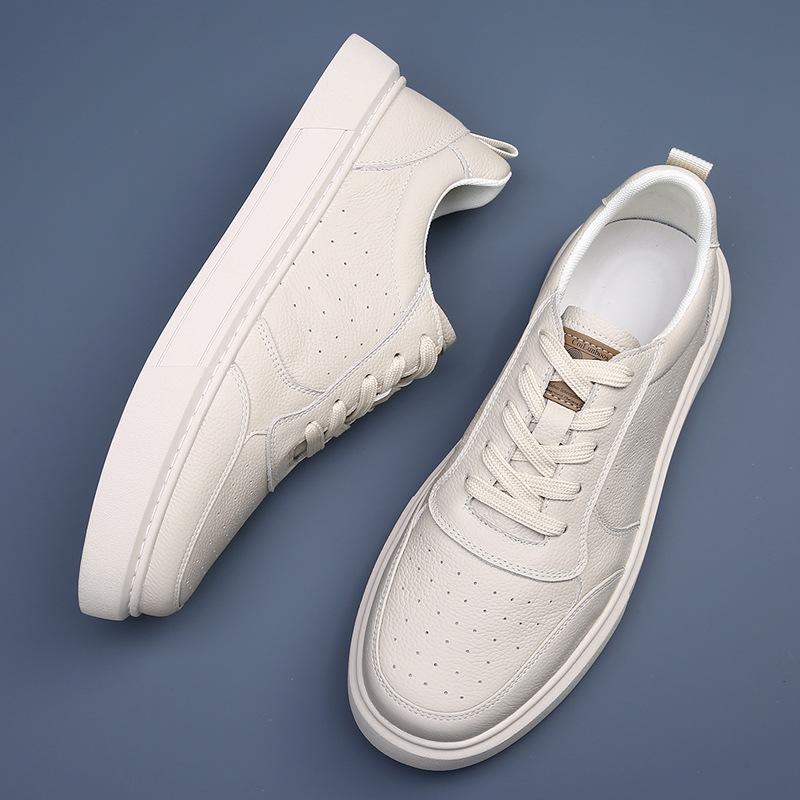 Осень Новая обувь для мужчин Натуральная кожа Повседневная обувь Мода Плоская Обувь для скейтборда Молодежный Кроссовок на шнуровке