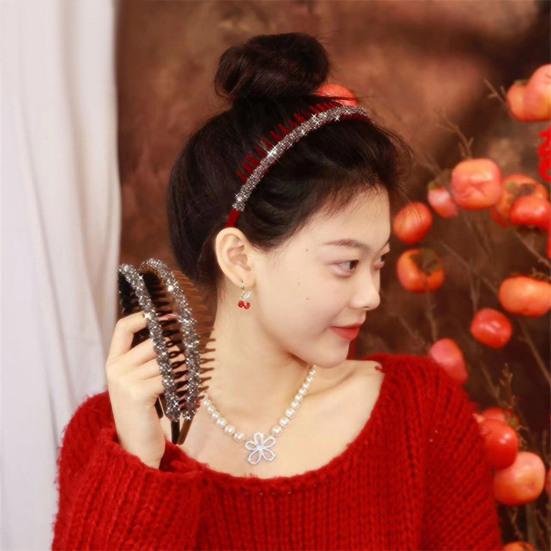 Женская волнистая повязка на голову, нескользящая узкая полоса с блестящими стразами и зубцами, ободок для волос, мытье лица, женские волосы