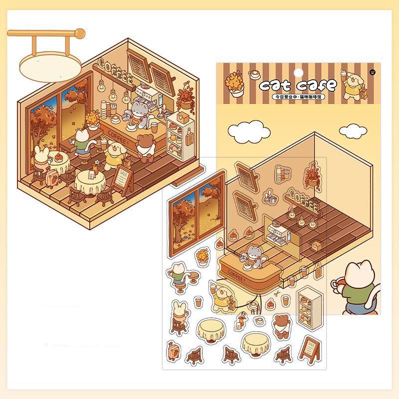 Сделай сам, ручная работа, милый мультяшный стикер, сладкая цветочная комната, библиотека, серия хлебобулочных изделий, наклейки для скрапбукинга, 3D-визуальные стековые наклейки