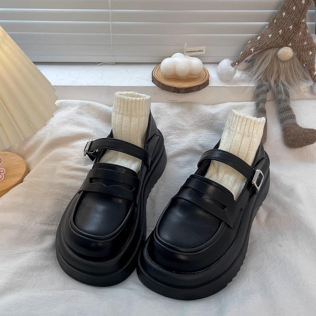 Одиночные туфли женские весенние и осенние Jk Loafers женские A Word с толстой подошвой Mary Jane Small Leather Shoes женские модные женские туфли