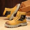 Retro Men's Ankle Boots Waterproof Casual Leather Boots High Top Shoes for Men Non Slip Work Boots