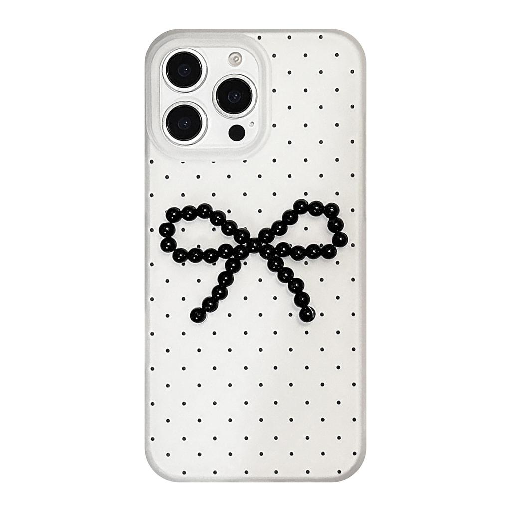 Temperament Polka Dot Bow for IPhone 17 Mobile Phone Case 15 Promax Retro Three-dimensional for Iphone 16 Frosted 13