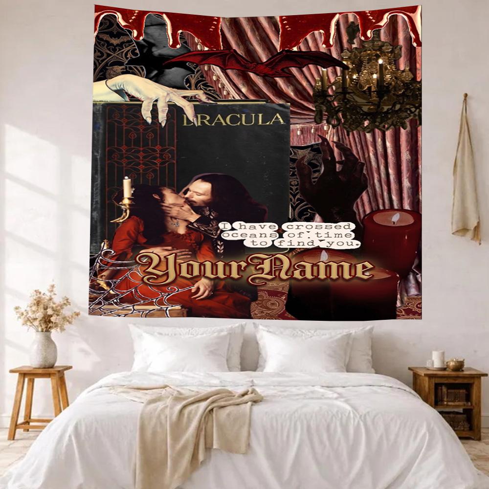 Gothic Illustrations Custom Your Name Wall Decor Tapestry Art For Pet Memorial Birthdaywedding Party Backdrop Family Gift
