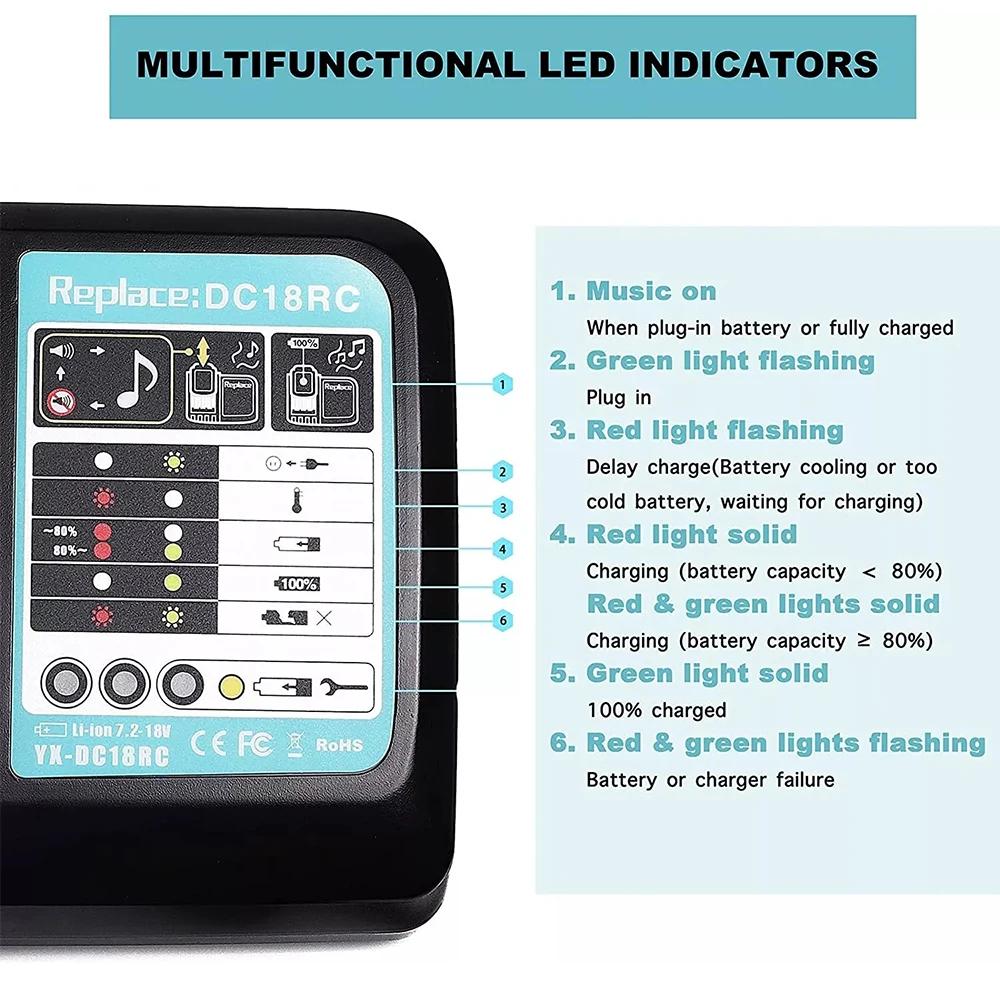 DC18RC For Makita 18V Drill Battery Charger 3A Li-ion Charger for Makita 14.4V 18V LXT BL1815 BL1860 BL1430 BL1450