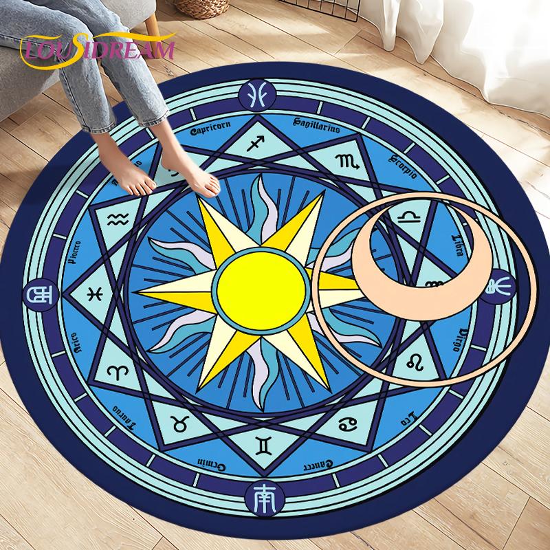 Коврик с рисунком Cardcaptor Sakura Magic Circle, круглые ковры, коврик для гостиной, детской комнаты, детские игровые нескользящие коврики