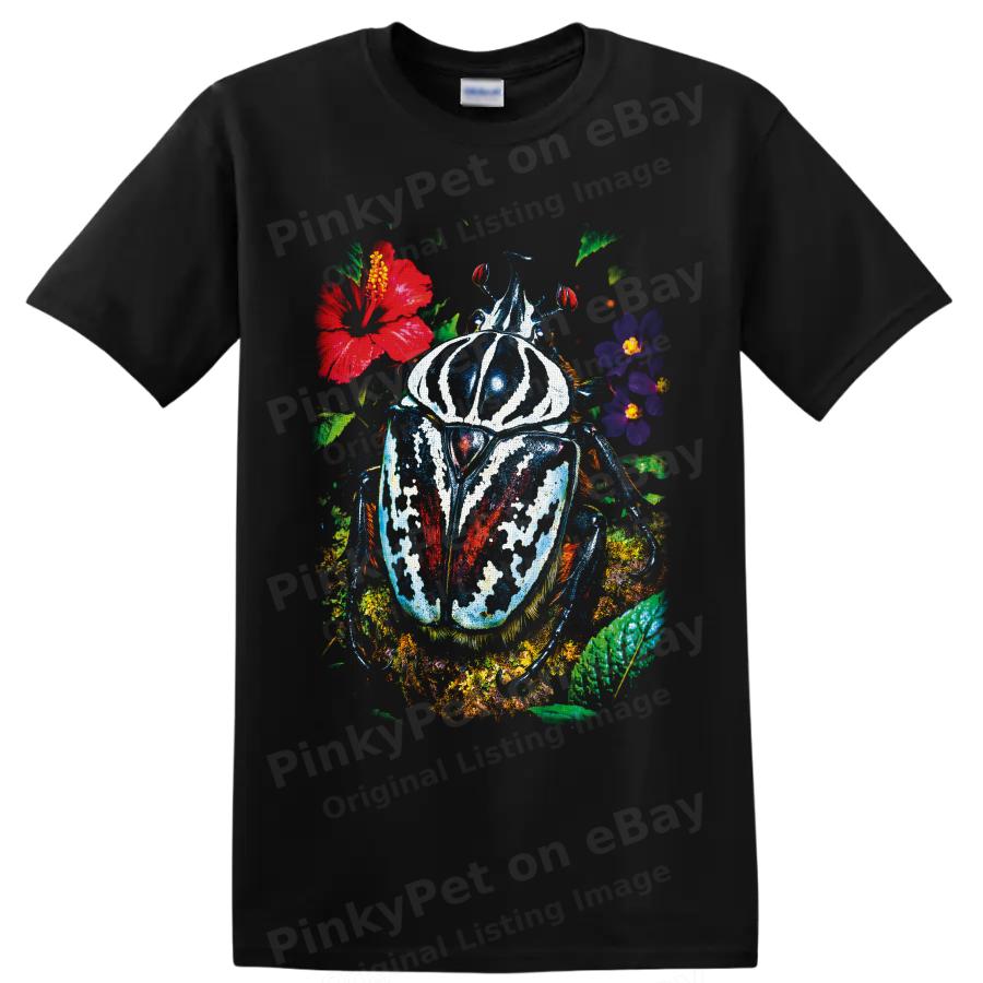Beetle Insect T Shirt Colorful Tropical Flower Garden Nature Graphic Art Tee