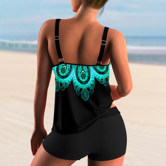 2 шт./компл. женские купальники с модным принтом, регулируемый двухсекционный купальный костюм без рукавов с закрытым животом