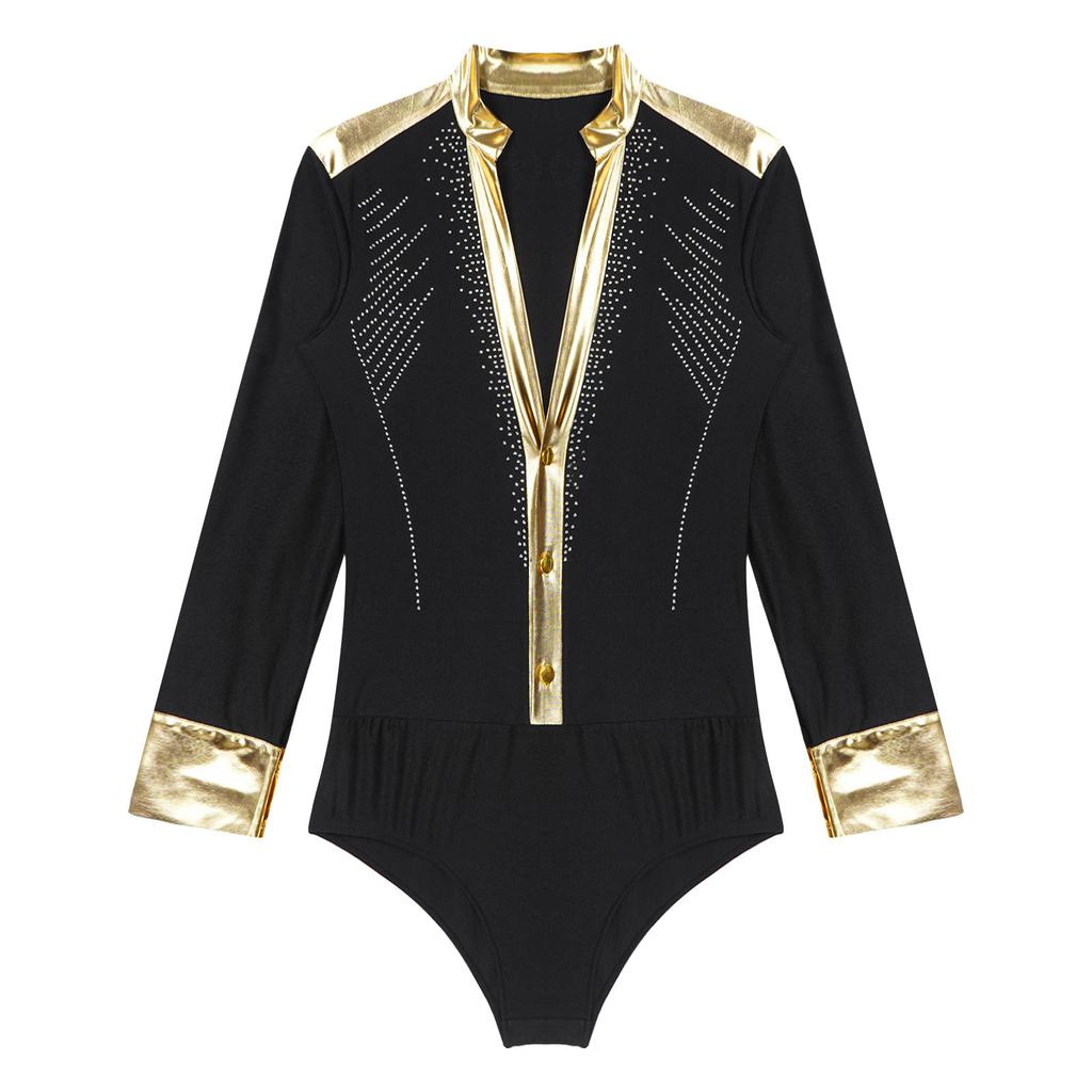 Мужской трико для фигурного катания и танцев с глубоким V-образным вырезом, боди для современного джаза, танго, самбы, ча-ча, румбы, костюм для бальных выступлений