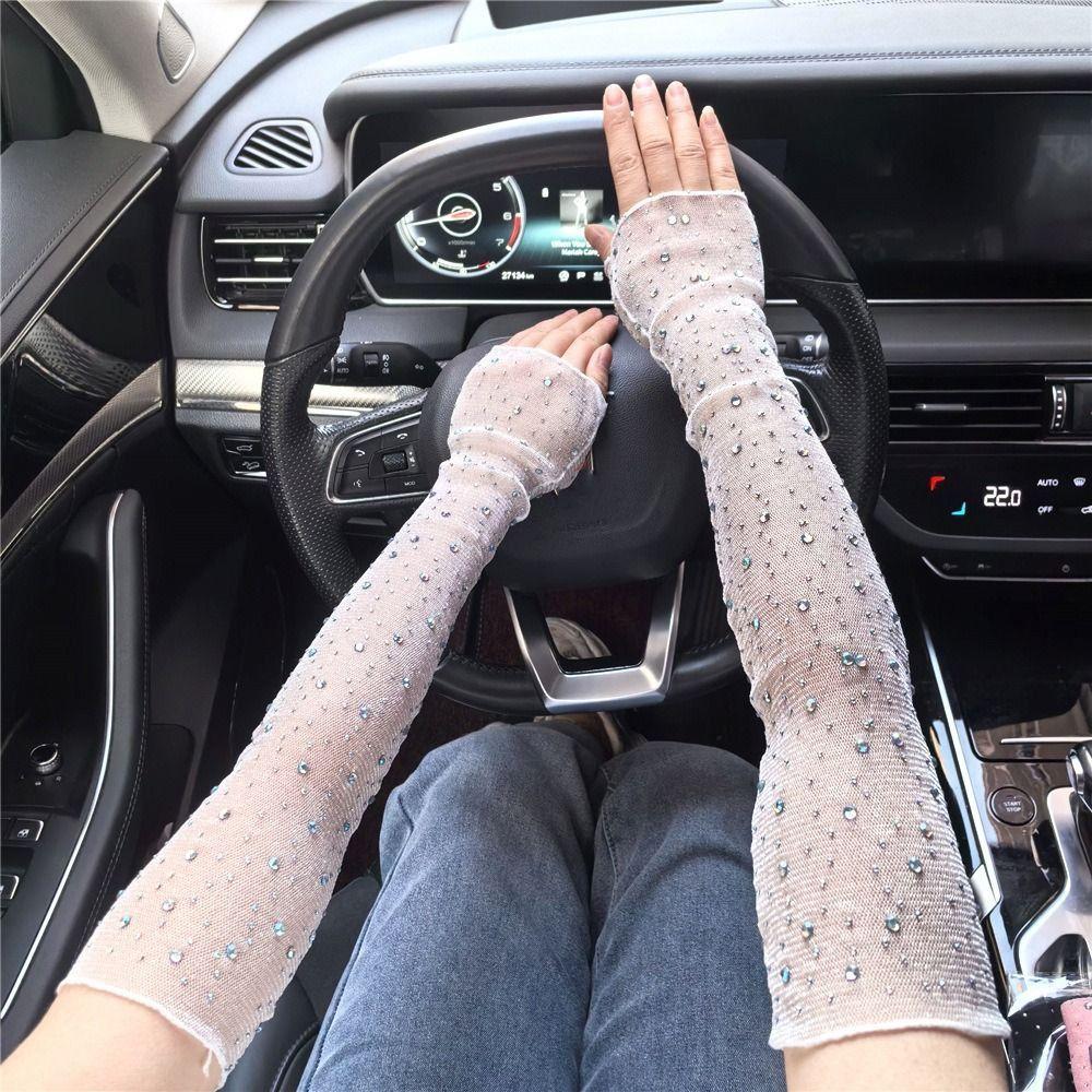 Breathable Crystal Arm Sleeves Mesh Summer Arm Sleeves Trendy Ice Silk Sleeve Cycling