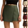 Women's Fashion Solid Color Irregular Skirt Pants High Waisted Zipper Button Shorts