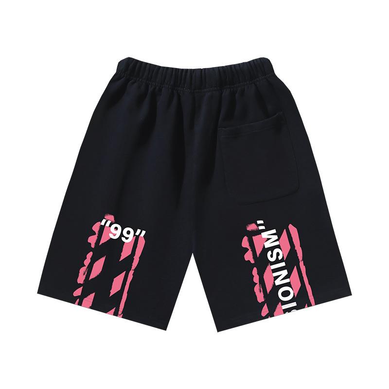 1018 Off-White Весна/Лето 2026 Новинка 99 Букв Диагональная Полоска Принт Граффити Мужские и Женские Повседневные Свободные Шорты