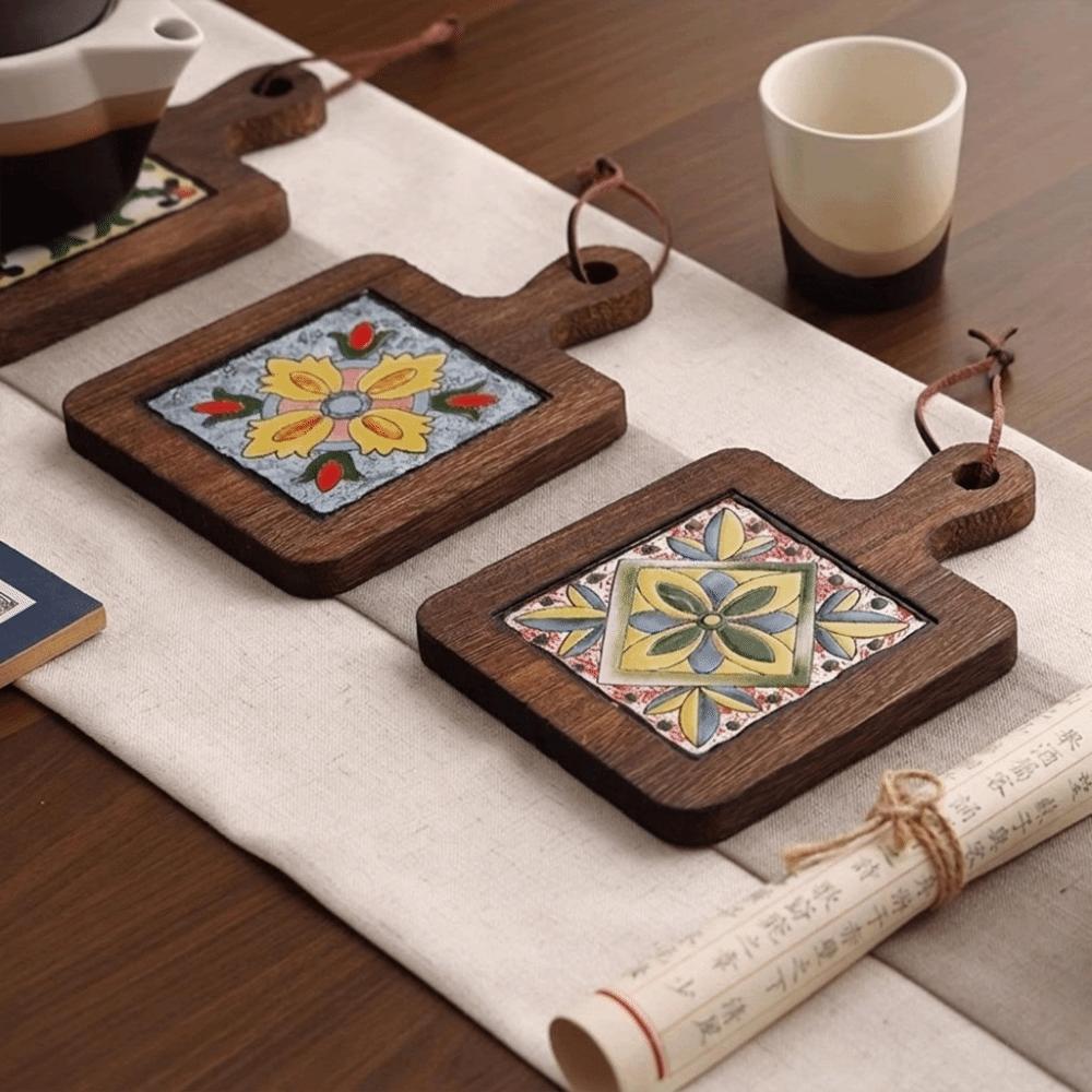 Heat Resistant Insulation Mat Retro Wooden Placemat Hot Tea Water Cups Wood Coaster Coffee Cup