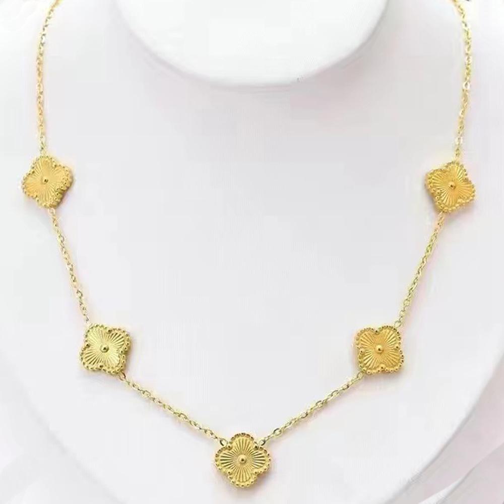 13MM Titanium Steel 5 Flowers Necklace Fashion Titanium Steel Four Leaf Clover Ladies Necklace