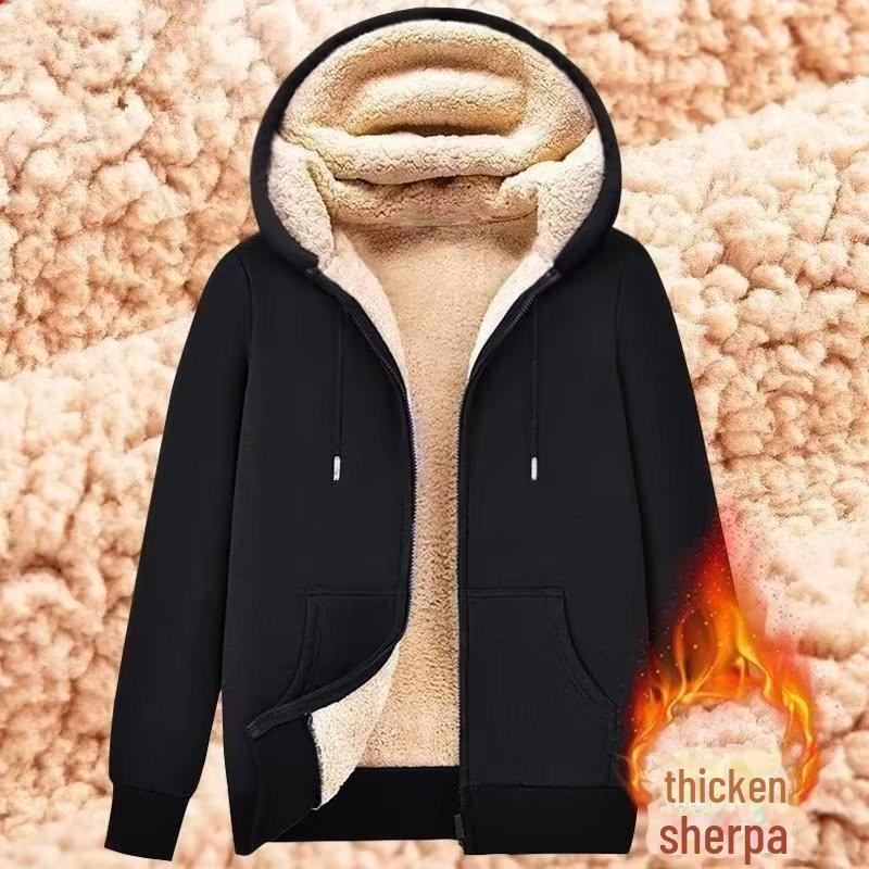Women's Plush Lamb Fleece Hooded Jacket - Thick, Warm, Casual, Loose Fit Cardigan for Autumn and Winter.
