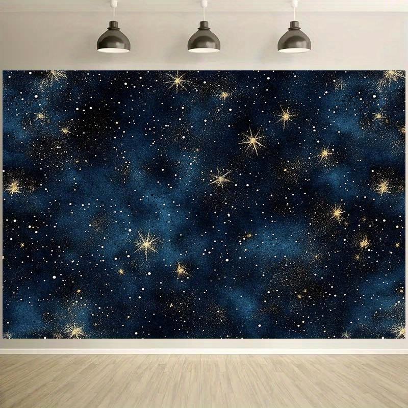 2D plane 1 self luminous twinkling star and glowing night sky wall/curtain shaped flat banner