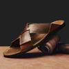 Модные Нескользящие Шлепанцы с Открытым Носком Ручной Работы Простые Мужские Тапочки Сандалии Летние Новые Мужские Полушлепки Взрослые Повседневные Балетки Мужская Пляжная Обувь