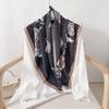 New Fashion Luxury Printing 90*90CM Women Scarf Satin Twill Square Big Shawl Elegant Headscarf Beach Sun Protection Bandana