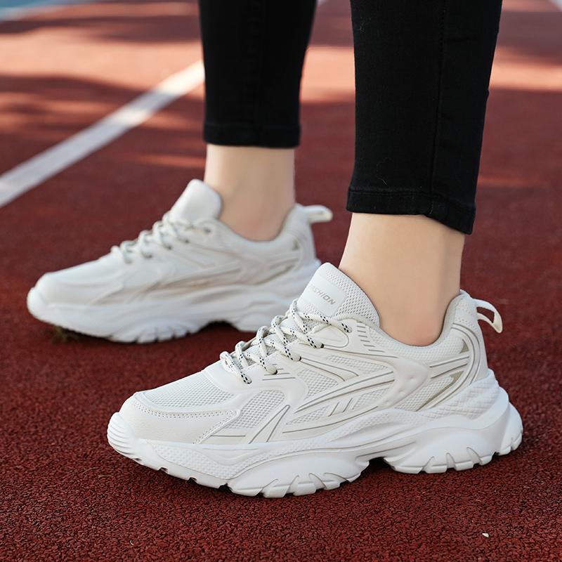 Всесезонные женские спортивные туфли, Дышащие женские спортивные туфли, Женские спортивные туфли на толстой подошве, увеличивающие рост
