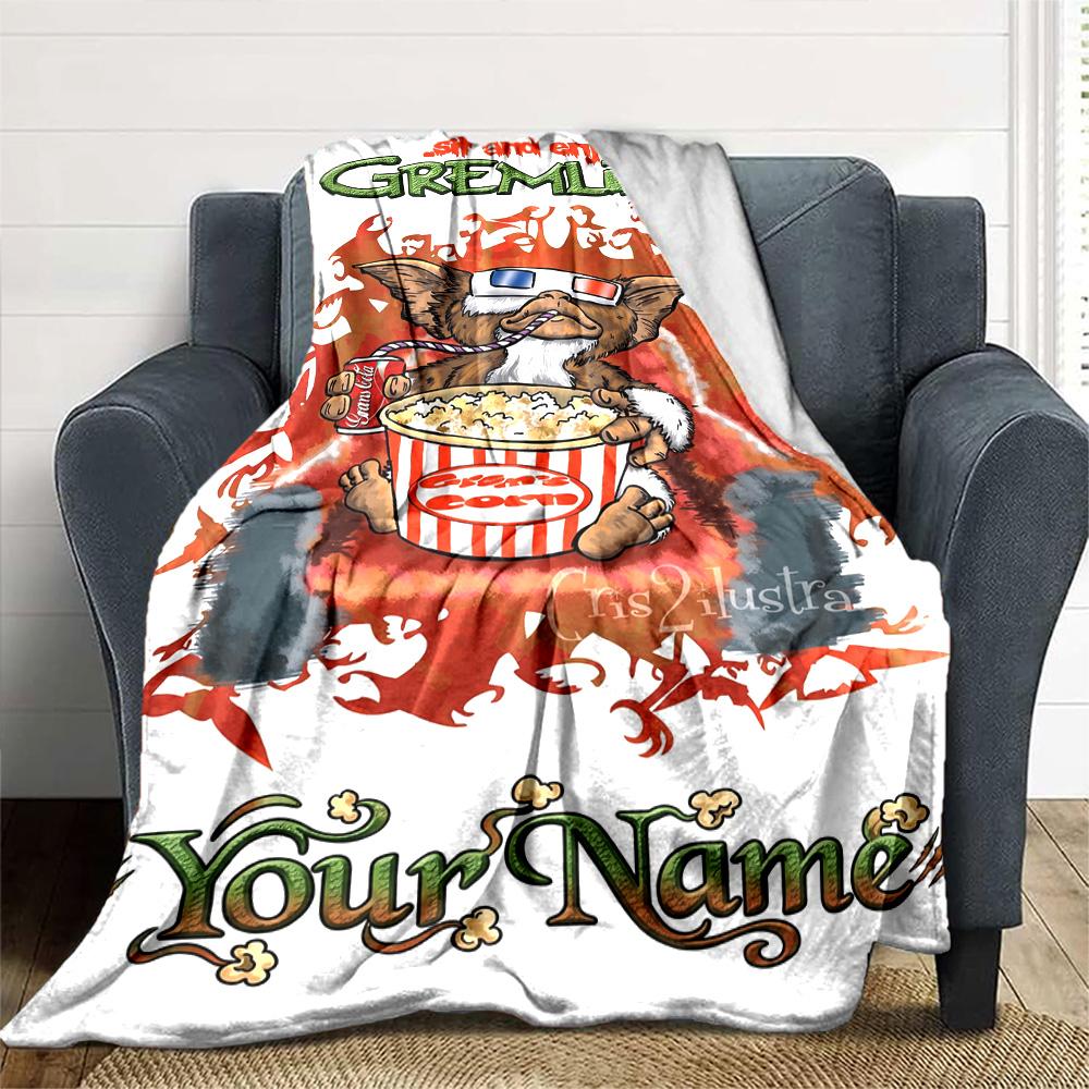 Gremlins Customize Your Name Blanket Lightweight Personalized Blanket Comfortable Suitable for Bed Home Decor Nap Living Room Four Seasons Universal