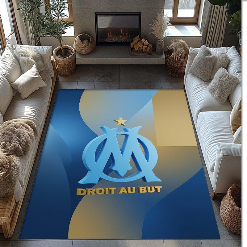 Olympique Lyonnais FC Soccer Football Pattern Soft Area Rug Non Slip Indoor Floor Carpet Sports Decor Mat for Bedroom