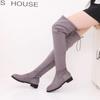 Winter Over The Knee Women Boots 2024 New Female Thigh High Flats Boots Pointed Toe Stretch Fabrics Botas Size 43 Women Shoes