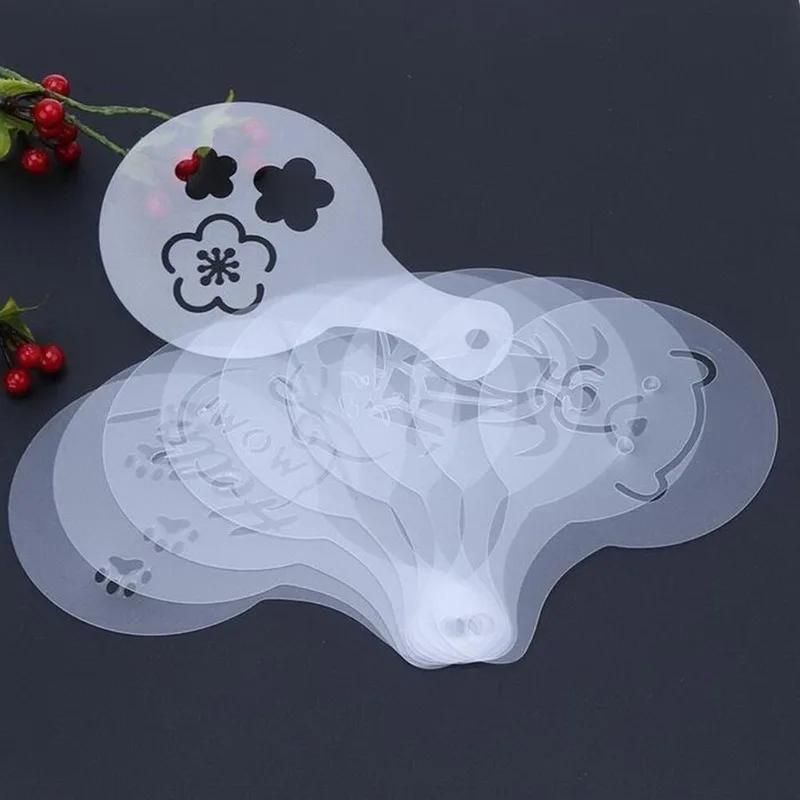 16 шт. шаблон для распыления пены в кафе трафареты для бариста декоративный инструмент гирлянда форма для кофейной печати модель цветка