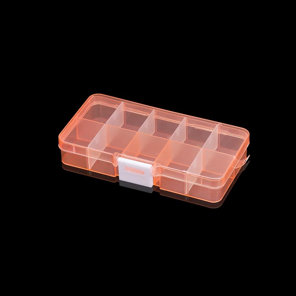 10 Slots Adjustable Plastic Rectangle Transparent Storage Box Craft Organizer Handcraft Jewelry Container